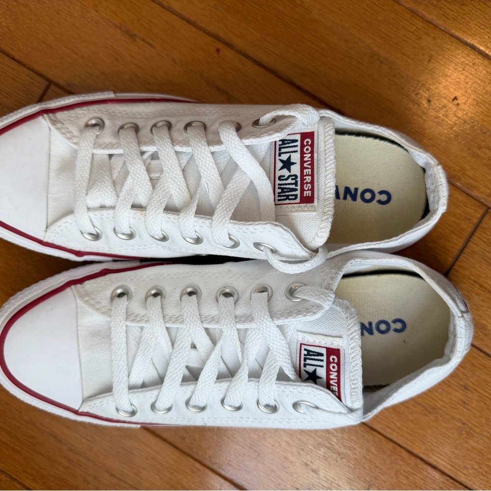 Convers All Star Low Top White Canvas Sneakers Women’s Size 8 Men’s Size 6 Shoes - Picture 9 of 12